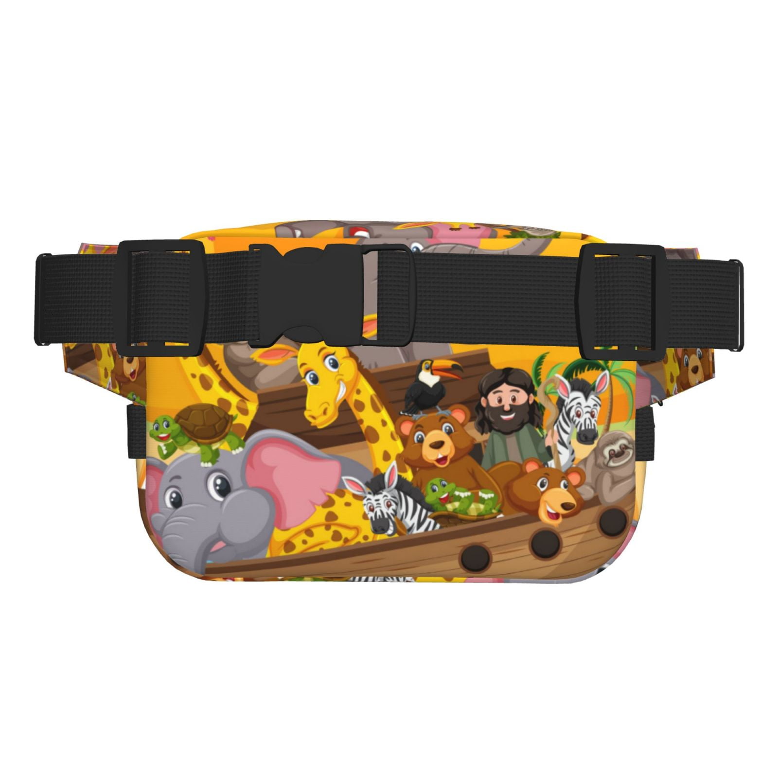 Picia Animals on Noah's Ark1 Print Square Double-Layer Waist Bag Mini Adjustable Waist Belt Bag Exercise Running Travel Hiking