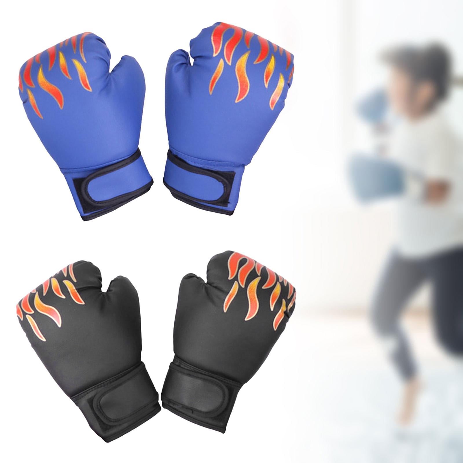 Baoblaze 2 Pair of Kids Boxing Gloves Beginners Home Gym Punching Bag Sparring Gloves Black and Blue
