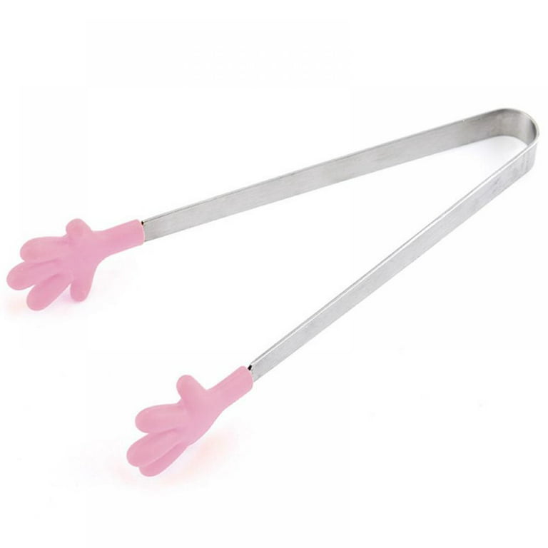 3pcs Silicone Mini Tongs, Kids Tongs Cooking Tongs, Kitchen Gadgets,for Serving Food, Ice Cube, Fruits, Sugar, Barbecue, Size: 13.5, Pink
