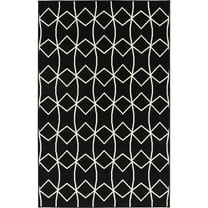 Loomaknoti Terrace Tropic Tamariez 9' x 12' Geometric Indoor/Outdoor Area Rug , Black/White