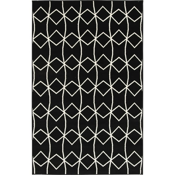 Loomaknoti Terrace Tropic Tamariez 9' x 12' Geometric Indoor/Outdoor Area Rug , Black/White