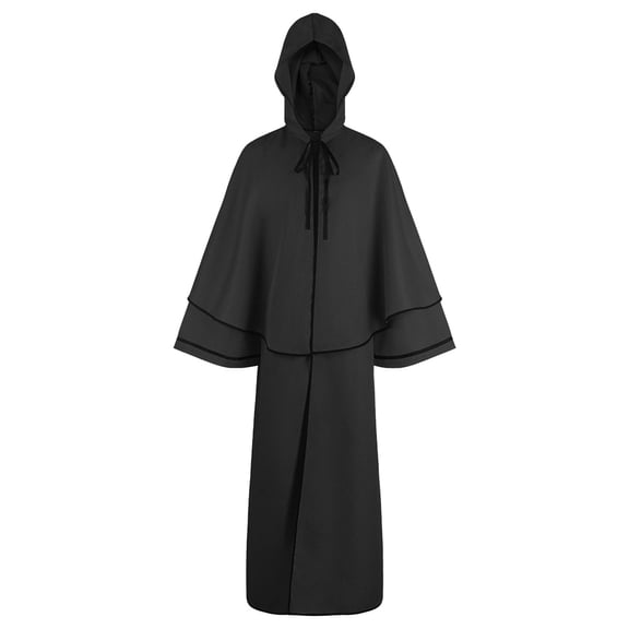 HNMKIU Unisex Hooded Robe Cloak Cape for Black,M