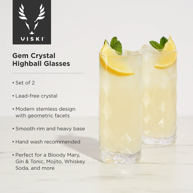 Gem Crystal Highball Glasses Set of 2