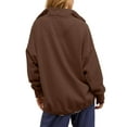 thumbnail image 4 of larppty Womens Oversized Sweatshirt Long Sleeve Henley Pullover Tops 2025 Fall Casual Button Loose Fit Fashion Outfits (Brown, XXL), 4 of 6