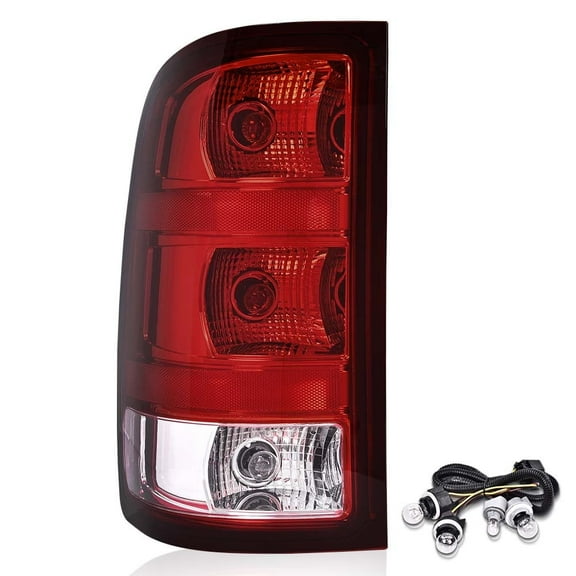 CROSSDESIGN Tail Lights Lamps w/Bulbs Red Left Driver Side Fit for 2007-2013 GMC Sierra 1500 2500 3500HD