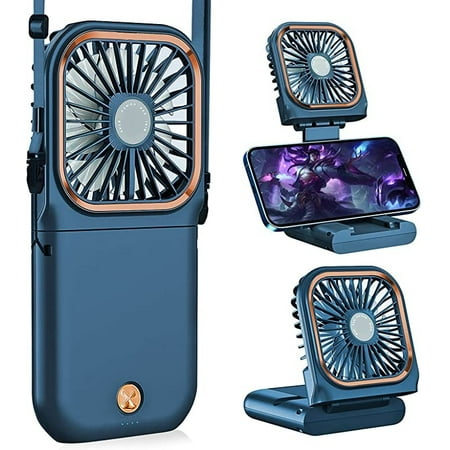 

Marbhall Mini Fan Power Bank Small Fan USB Personal Fan with 3 Speeds Neck Fan Blue