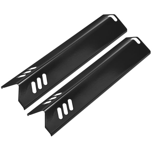 2-Pack Grill Heat Plates Replacement Parts, 15" Porcelain Steel Heat Tents Burner Cover, Heat Shields for Outdoor Gas Grill [Black]