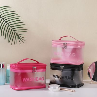 Transparent PVC Large Capacity Waterproof Cosmetic Bag Portable Women's Travel Washing Bag Storage Bag
