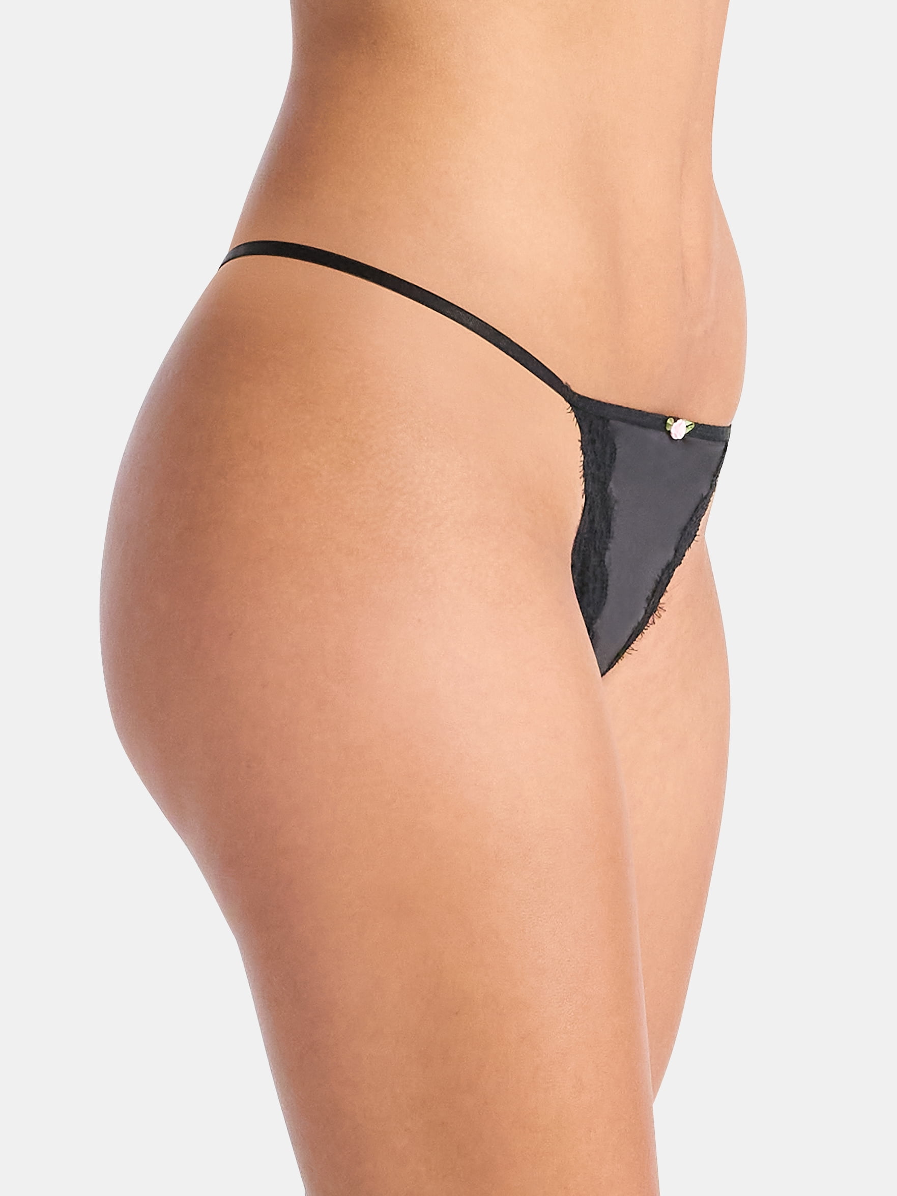 No Boundaries Valentine's Day Sheer Micro Thong Panties, 2-Pack, Women's
