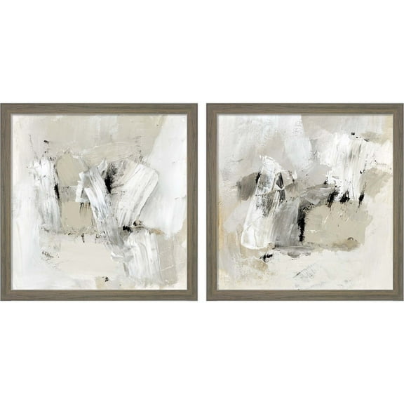 Great Art Now Neutral Brushstrokes by Victoria Barnes, 2 Piece Framed Art Set Each 13"W x 13"H