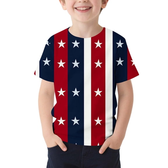 Atogsazn Childrens Boys 4th of July Tshirt Kids Casual Short Sleeve Pullover T Shirt Loose Fit Tee Tops Summer Navy 3-4 Years Fashion