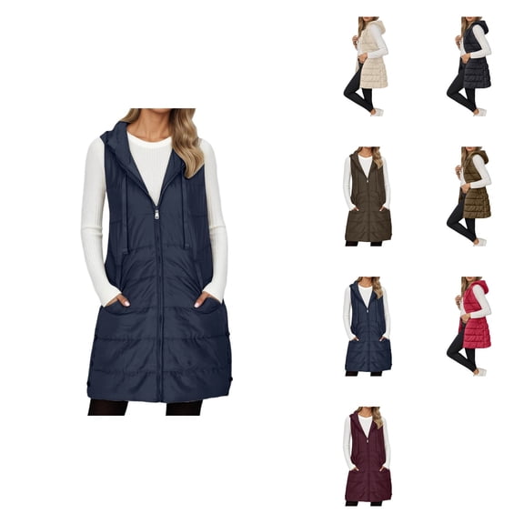 Winter Down Vest for Women – Quilted Sleeveless Hooded Puffer Coat with Zipper & Buttons, Warm Padded Outerwear for Cold Weather Outdoor Activities