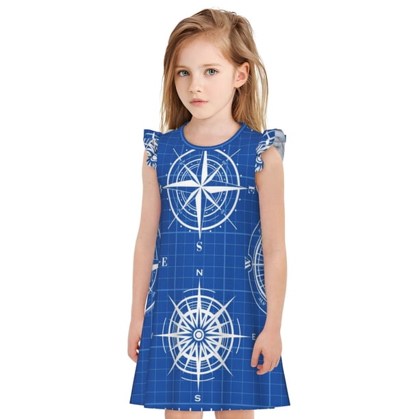 Balery Compass Camisón de princesa para niñas, pijama de algodón con mangas abullonadas, suave y bonito.-X-Large