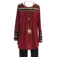 thumbnail image 1 of Big Girl 3 PCS Long Sleeve Glitter Blouse Legging Necklace Clothing Girl Pant Set Burgundy 12 JKS 2149 BNY Corner, 1 of 3
