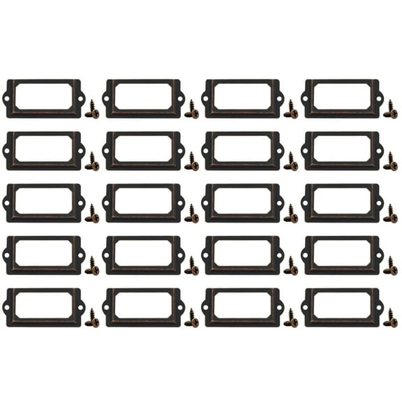 20Pcs Antique Brass Drawer Label Pull Cabinet Frame Handle File Name Card Holder Green Bronze