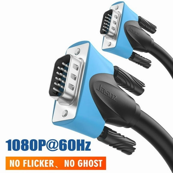 AUBEAMTO 3FT/6FT/10FT/15FT/30FT VGA Cable VGA Male to Male Cable 1920x1200 Cable 15 Pin Cord Wire Braided Shielding for Computer Monitor Projector VGA Cable ideal for Gaming Office (16ft)
