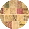 thumbnail image 1 of Ahgly Company Indoor Round Patchwork Brown Transitional Area Rugs, 4' Round, 1 of 4
