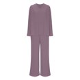 thumbnail image 4 of DailyTrove Women's Long Sleeve Hoodie & Jogger Set - Solid Color, Casual Style, Spring & Street Wear,Purple, 4 of 6