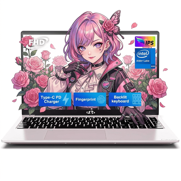 15.6" IPS FHD Laptop 16GB RAM 1TB SSD Intel Pentium Quad Core N100 (Beat to i3-1115G4 Up to 3.4GHz) with Backlit Keyboard Fingerprint Computer RoseGold