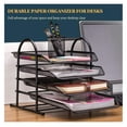 thumbnail image 6 of 4 Tier Office Filing Trays Black - Desk Organiser A4 Document Holder Stackable Metal Mesh Letter Tray for Home Office Supplies, 6 of 6