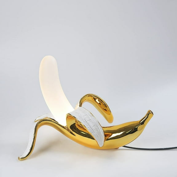 Banana Lamp,Modern Plated Resin Lamp - Plug In LED Fruit Night Light, Funky Novelty Lamp For Office Decor Bedroom Atmosphere Lighting