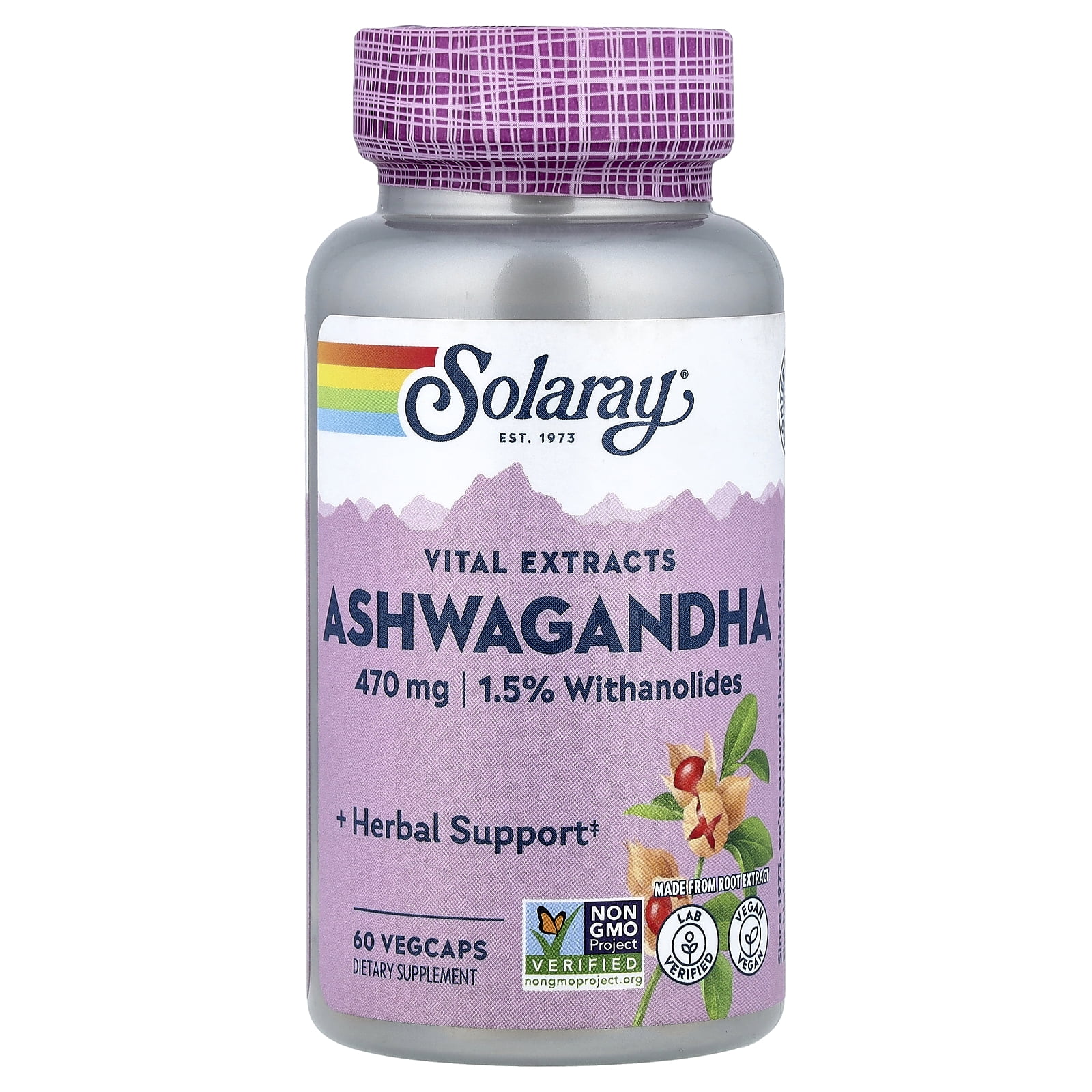 Solaray Ashwagandha 470 mg 60 Veg Caps
