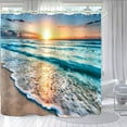 thumbnail image 2 of Bathroom Uses Beach Sunset 3D Shower Curtains, Luxurious Bathtub Standard Shower Curtains, Waterproof and Bright Fabric Shower Curtains, with 12 White Hooks, Size 72x84, 2 of 6