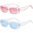 thumbnail image 1 of Gafas de sol rectangulares, rosa y azul para mujeres y hombres, gafas de sol, moda retro, protección UV 400, marco cuadrado, 1 of 5