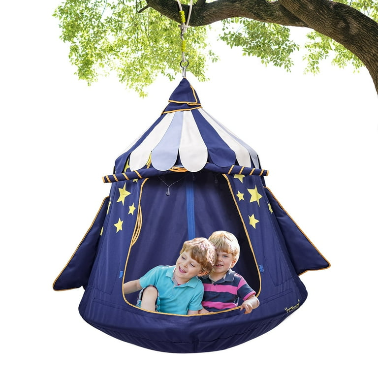 TCBunny 44 Diameter Hanging Tree Tent Waterproof Swing Play House Portable Hammock Chair with LED Rainbow Decoration Lights Indoor Outdoor Use