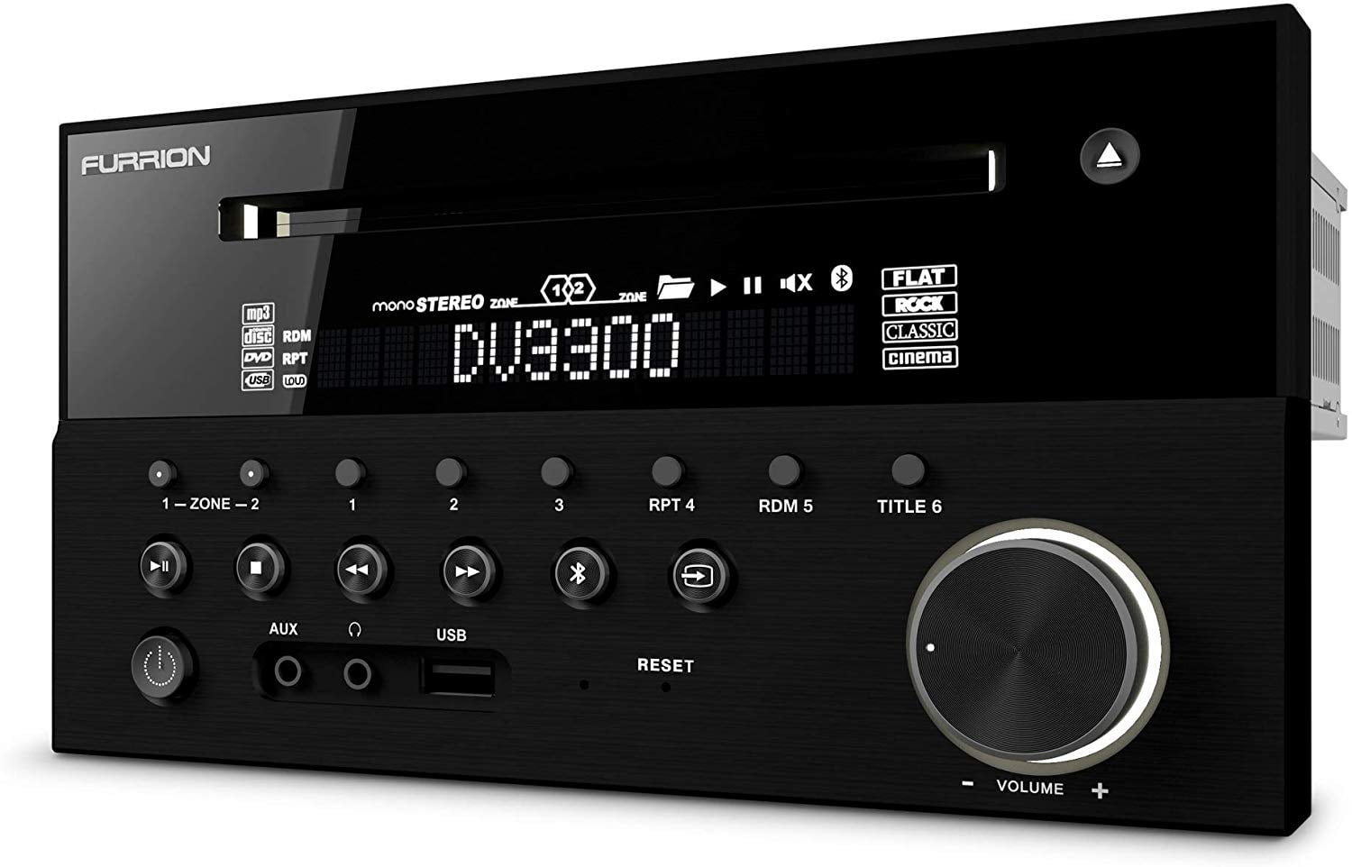 Furrion DV3300 Black TwoZone Independent Wall Mount RV Stereo and DVD Player