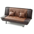 thumbnail image 4 of Passion Furniture Lionel 74 in. W Armless Faux Leather Straight Sofa in Burgundy and Brown, 4 of 6