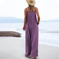 thumbnail image 3 of Fashion Plus Size Jumpsuits for Women with Sleeves Summer Casual Loose Printed Pockets Sleeveless Back Strap Jumpsuit, 3 of 5