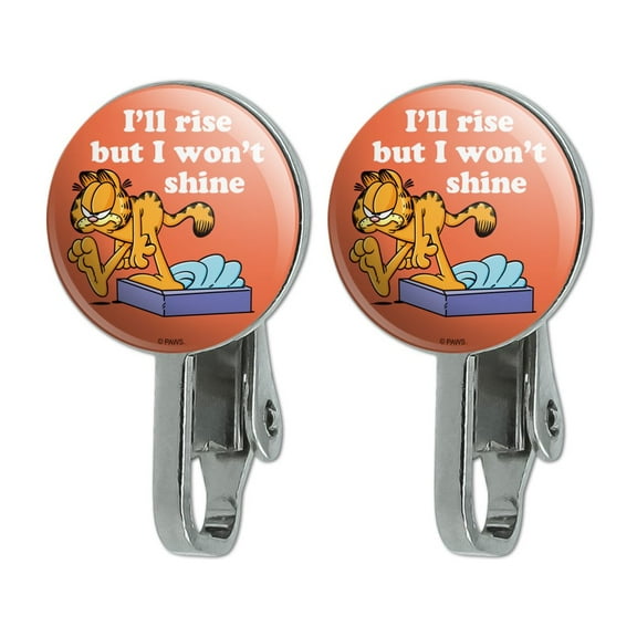 Garfield I'll Rise but I won't Shine Novelty Clip-On Stud Earrings