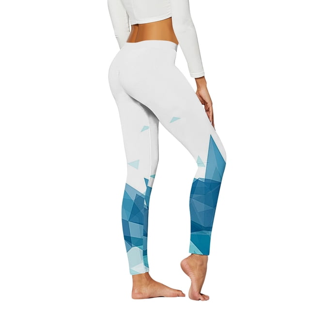 Gibobby Leggings afelpados para Mujeres Casual Tight Sports Yoga Leggings con estampado geométrico colorido(Azul,M)