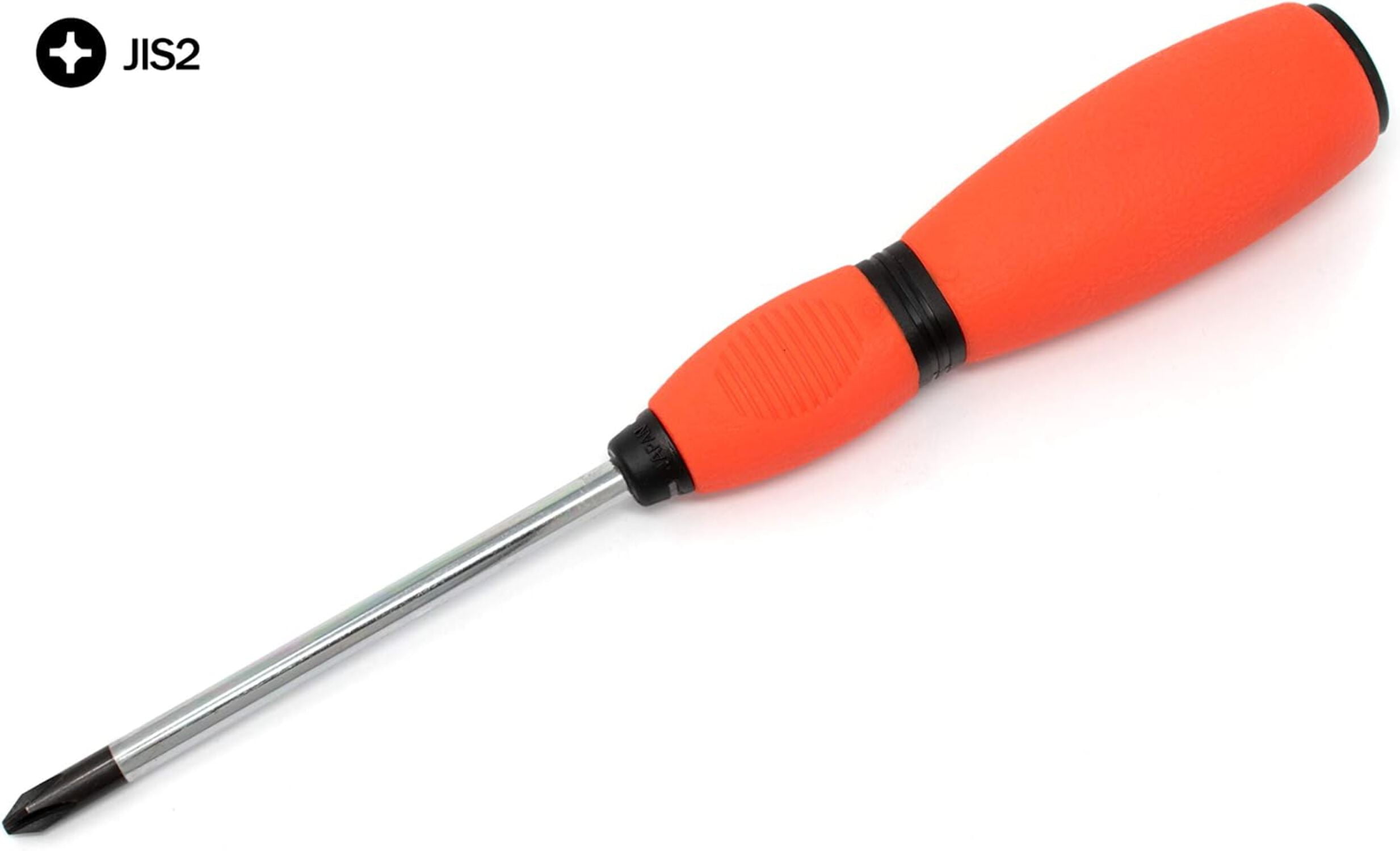 JIS (Japanese Industrial Standard) Screwdriver 2-Piece Set JIS No. #2 Regular #2 Stubby Cross Point Soft Grip Rubber Handle Made in Japan Regular Screwdriver Is Full Tang Solid Shaft 0159-100/102