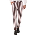 thumbnail image 1 of INSPIRE CHIC Men's Striped Pants Skinny Fit Color Block Dress Trousers 36 Brown White, 1 of 7