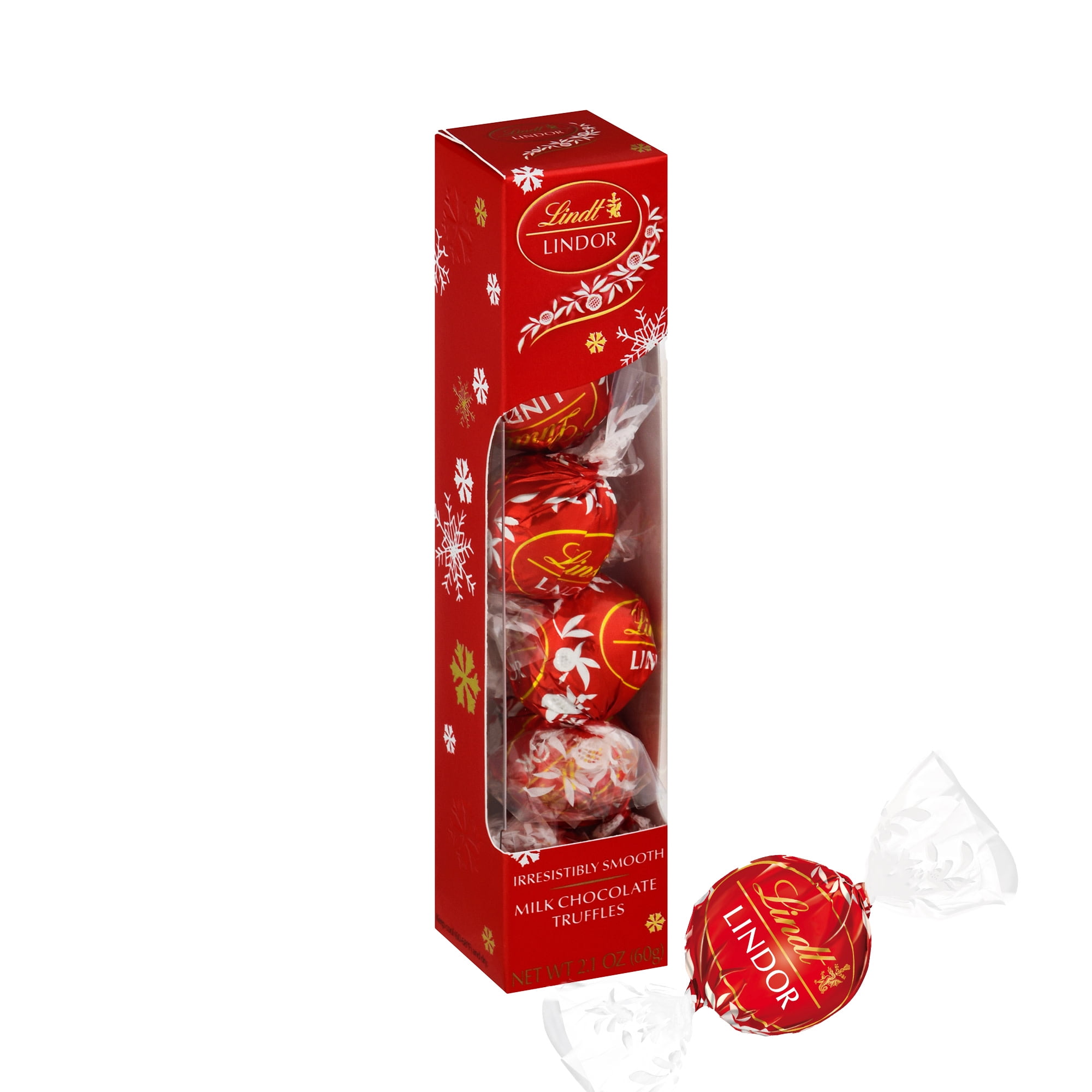 (4 pack) Lindt LINDOR Milk Chocolate Christmas Candy Truffles Favor Gift, 2.1 oz.