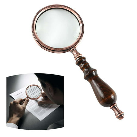 Reactionnx 10X Antique Copper Handheld Magnifying Glass with Wooden Handle and Real Glass, Best Reading Magnifier for Elderly, Macular (Best Health Drink For Elderly)