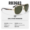thumbnail image 4 of Ray-Ban RB3683 Square Shaped Non-Polarized Sunglasses for Men & Women - Includes Official RAYBAN Eyewear Kit - Ideal Formal & Casual Wear Sunglasses - G-15 Green Lens, 4 of 7