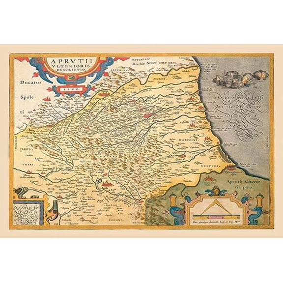 Map of Northeastern Italy-Fine Art Canvas Print (20" x 30")