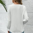 thumbnail image 7 of AXXD White Basic Casual Tops for Women 2024 Fall Solid Color Long Sleeve V-Neck Lace Splicing Hollow Bubble Sleeve Shirt, 7 of 7