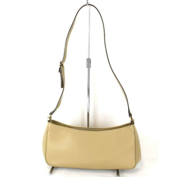 Pre-Owned GUCCI Micro GG 001.4152 203998 Shoulder Bag Leather Beige Women's (Fair)