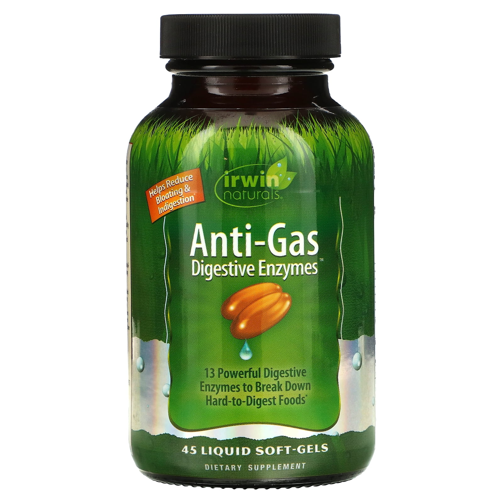 Irwin Naturals, AntiGas Digestive Enzymes, 45 Liquid SoftGels