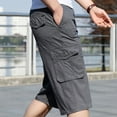 thumbnail image 5 of Men's Big & Tall Long Cargo Shorts Cotton Ripstop Workwear Below Knee Capris with Muti Pockets Drawstring Elastic Waistband Capri Pants Big and Tall Size 2XL-6XL Gray, 5 of 6