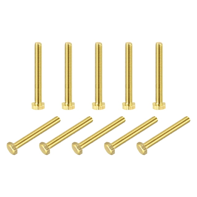 Unique Bargains Brass Hex Bolts, M4x35mm 10 Pack Fully Thread Grade 4.8 Machine Screws