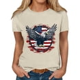 thumbnail image 4 of Qzwdhjm Womens USA Flag Shirts Crew Neck Short Sleeve Tshirts Graphic Tees Crew Neck Loose Summer Shirts Patriotic Going Out Top, 4 of 5