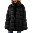 thumbnail image 3 of Juebong Women's Faux Fur Coat Overweight Thick Long Sleeve Shaggy Winter Jacket Extremely Cold Weather Warm Furry Open Front Parka Outerwear Black,S, 3 of 7