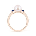 thumbnail image 2 of ANGARA Japanese Akoya Cultured Pearl & Blue Sapphire Engagement Ring in 14K Rose Gold for Women | June Birthstone, Birthday, Anniversary, Jewelry Gift for Women | Pearl Ring, 2 of 9