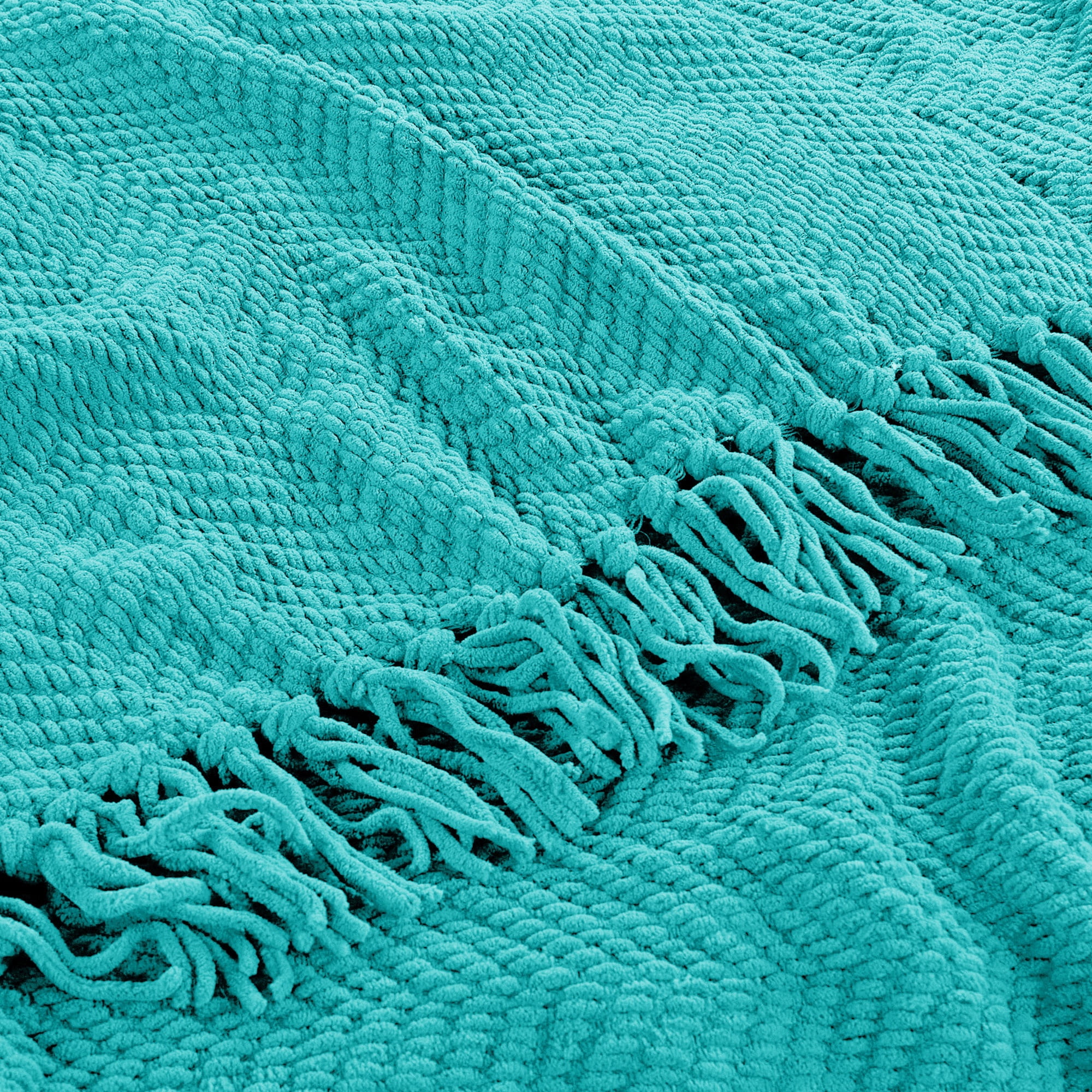 Home Soft Things Reversible Tweed Throw Blanket, Super Soft & Cozy - Baltic Blue, 50x60"