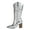 Silver, variant on Women Knee High Boots Wide Calf Pointed Toe Chunky High Heel Pull on Fashion Western Cowboy Cowgirl Boots